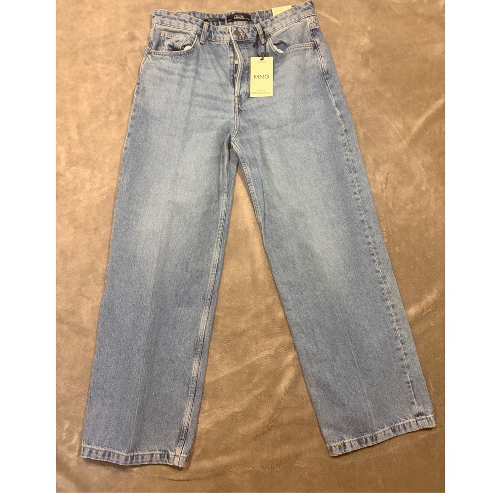Mango MNG Selection Loose Fit Jeans Size 8 Light Wash Blue Wide Leg